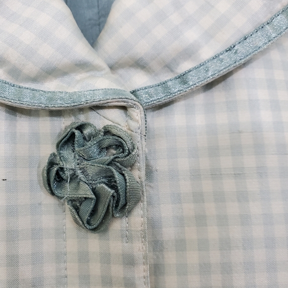 Noviello-Bloom Green/White Checked 100% Silk Vintage Jacket, Size 10. - Picture 10 of 16